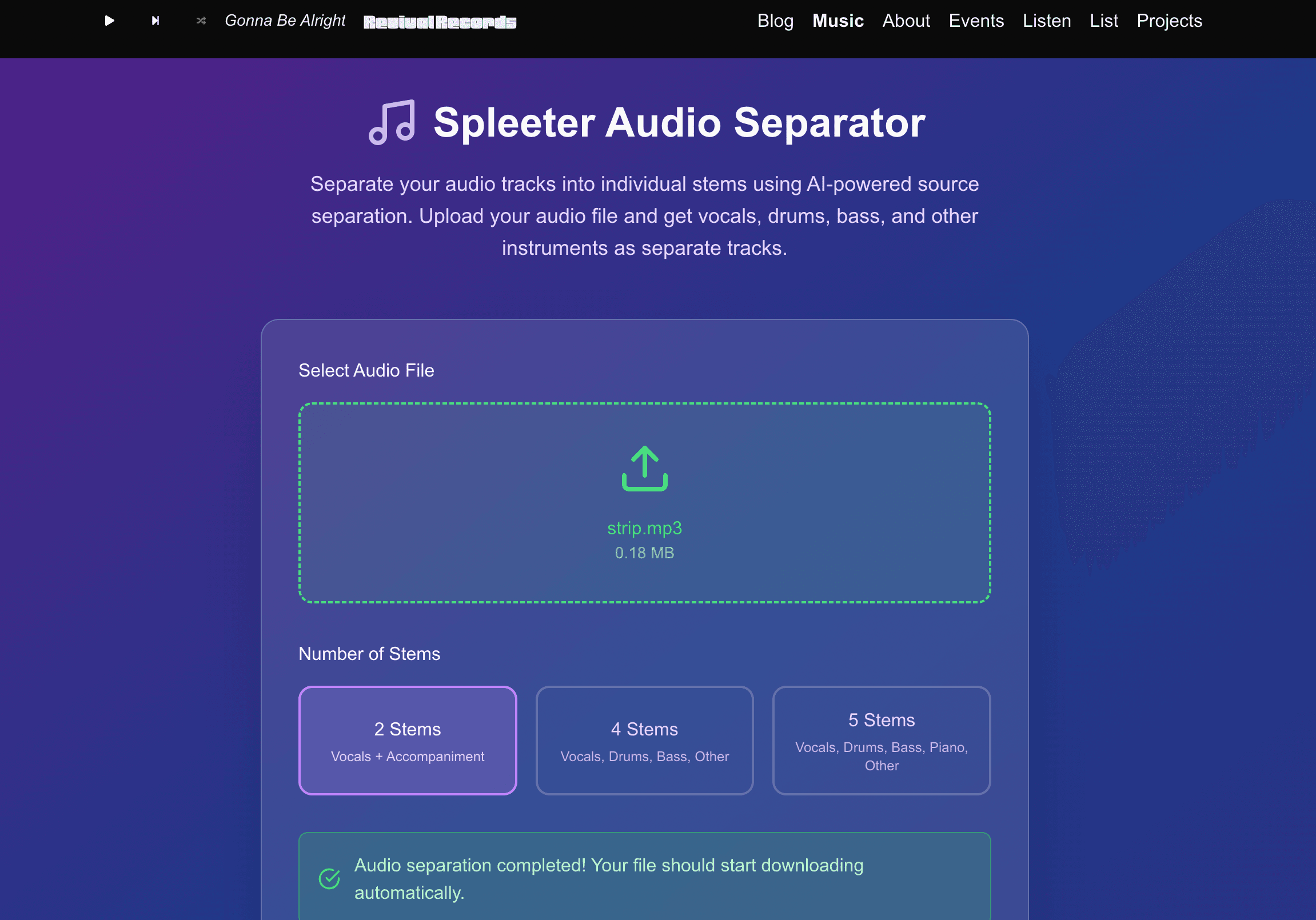 Self Hosted Audio Separator
